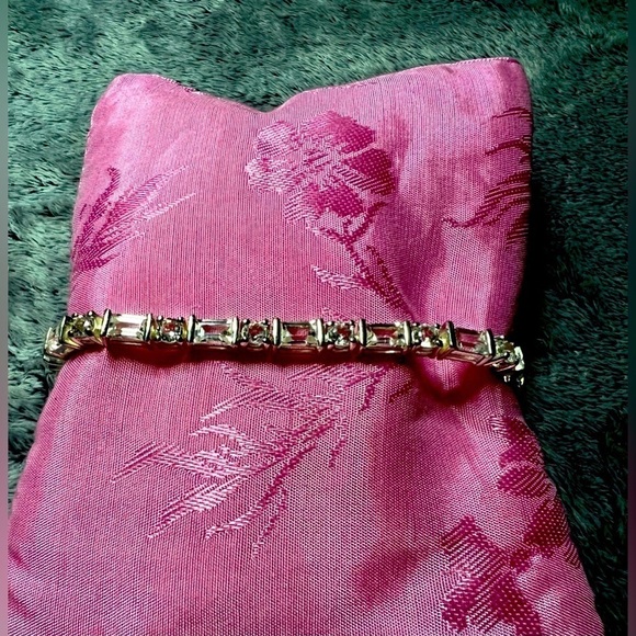 None Jewelry - 925 Sterling Silver CZ Link Bracelet 7.5"